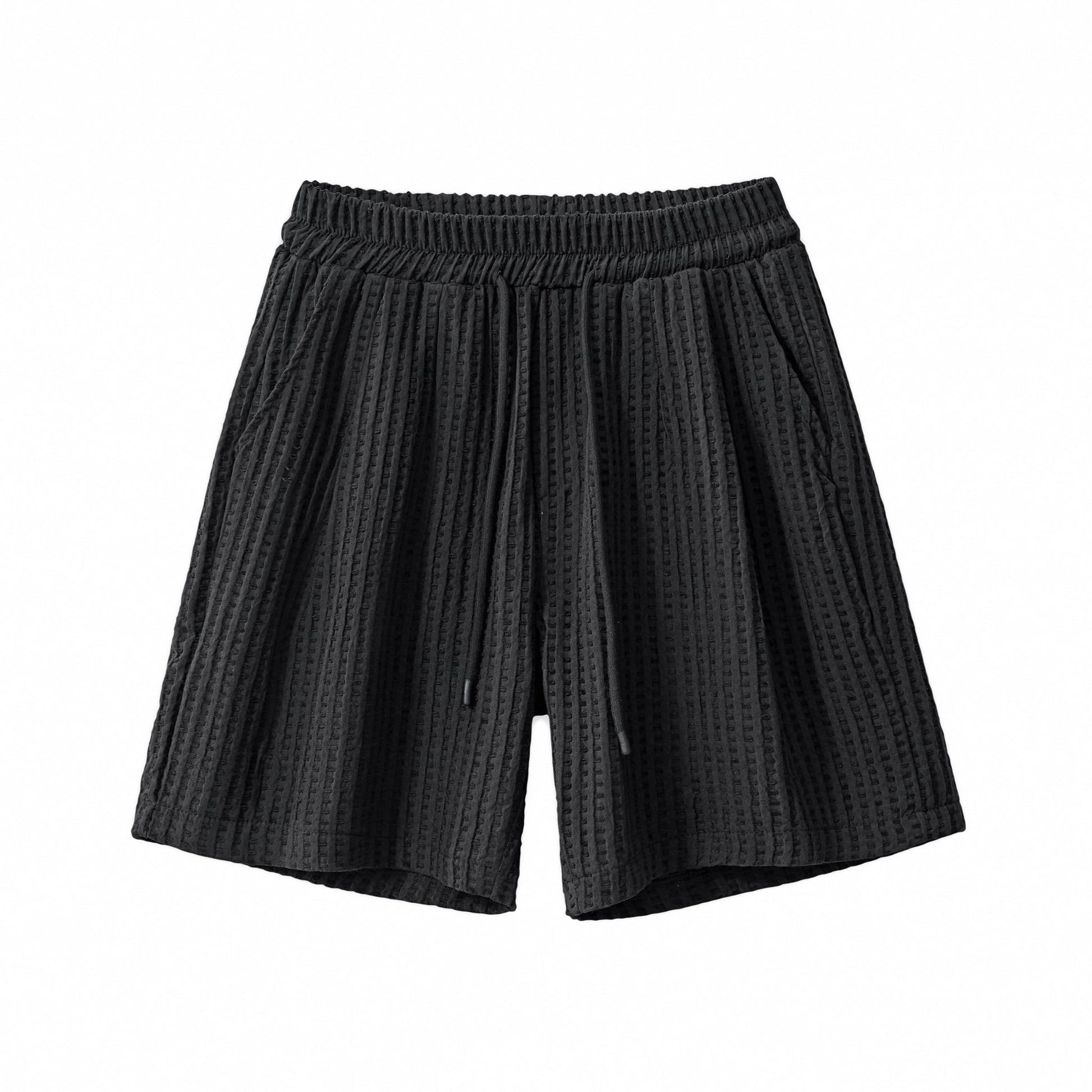 Drift Set – Waffle Textured Shirt & Short BLACK - My Men's Shop