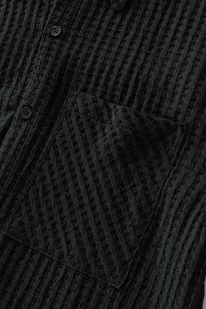 Drift Set – Waffle Textured Shirt & Short BLACK - My Men's Shop