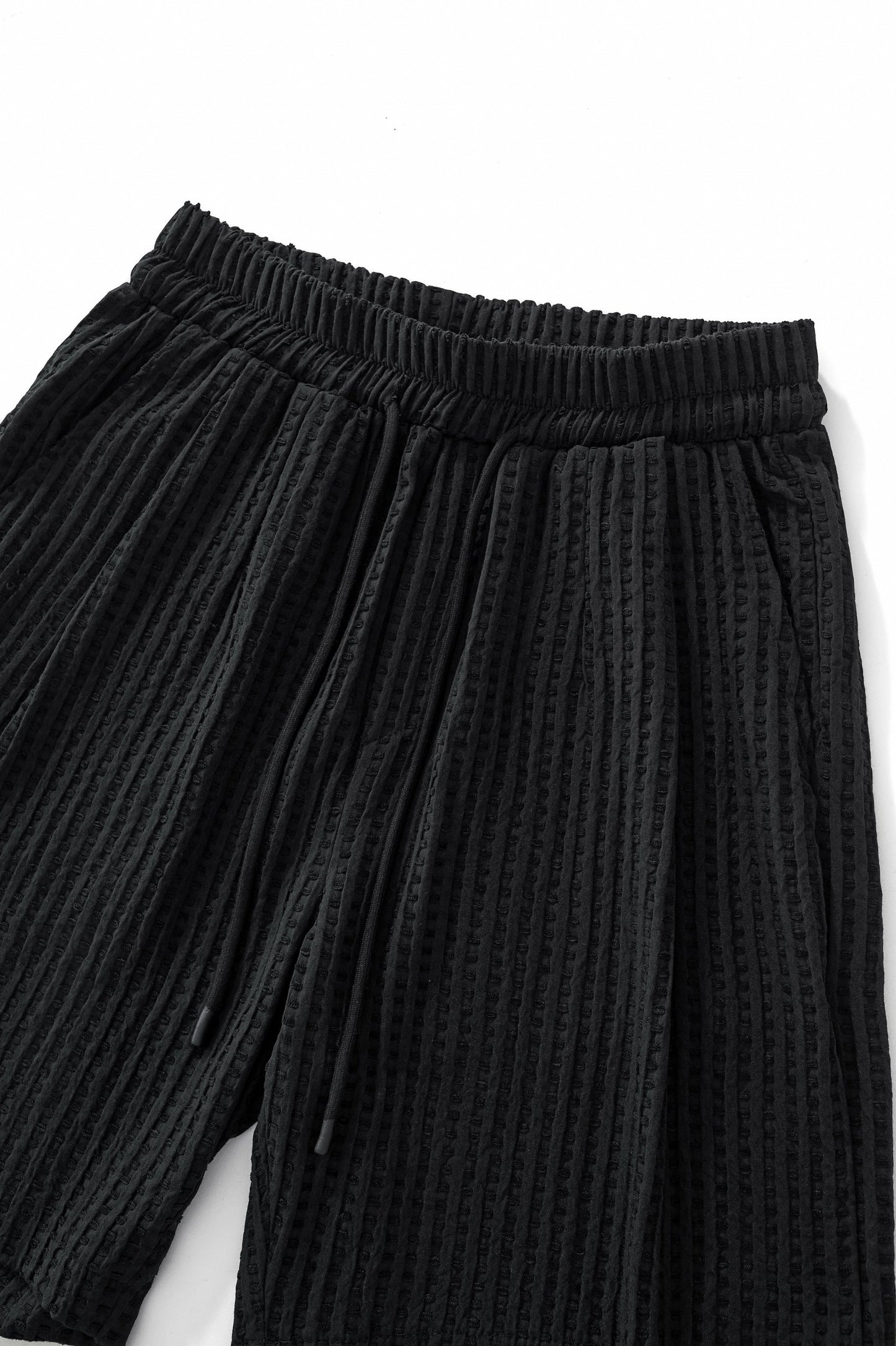 Drift Set – Waffle Textured Shirt & Short BLACK - My Men's Shop