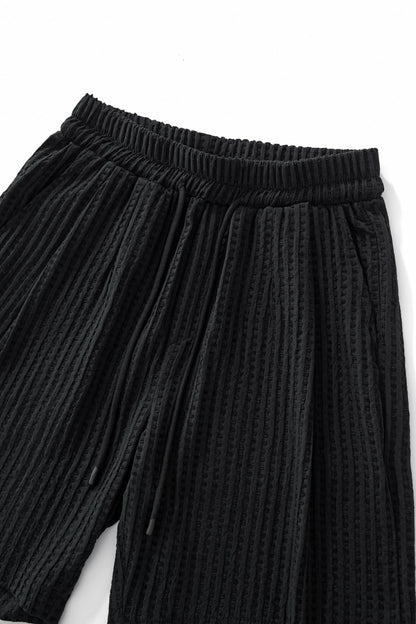 Drift Set – Waffle Textured Shirt & Short BLACK - My Men's Shop