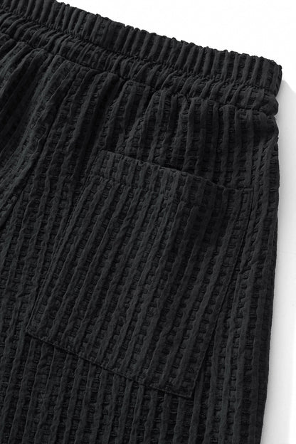 Drift Set – Waffle Textured Shirt & Short BLACK - My Men's Shop