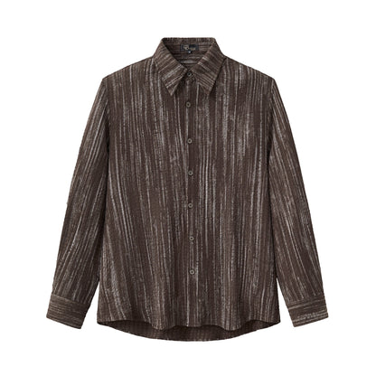 Canyon Set – Printed LS Shirt & Pleated pant BROWN