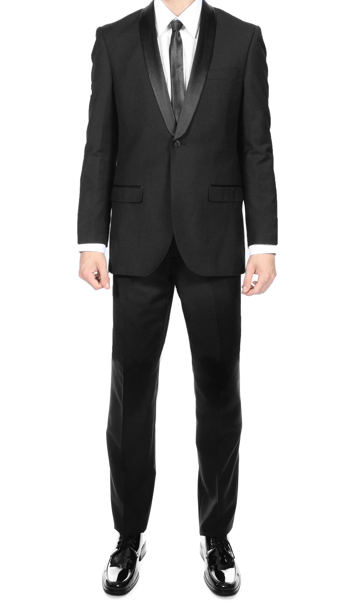 Premium 2pc Shawl Collar Black Slim Fit Tuxedo