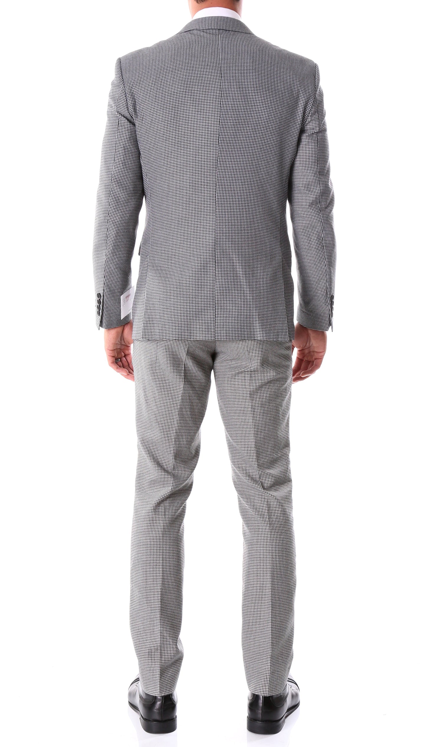 Stanford Men's Black & White Houndstooth Suit — Slim Fit 2 Piece Peak Lapel