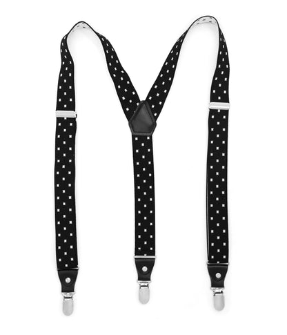 Black with White Dot Unisex Clip On Suspenders