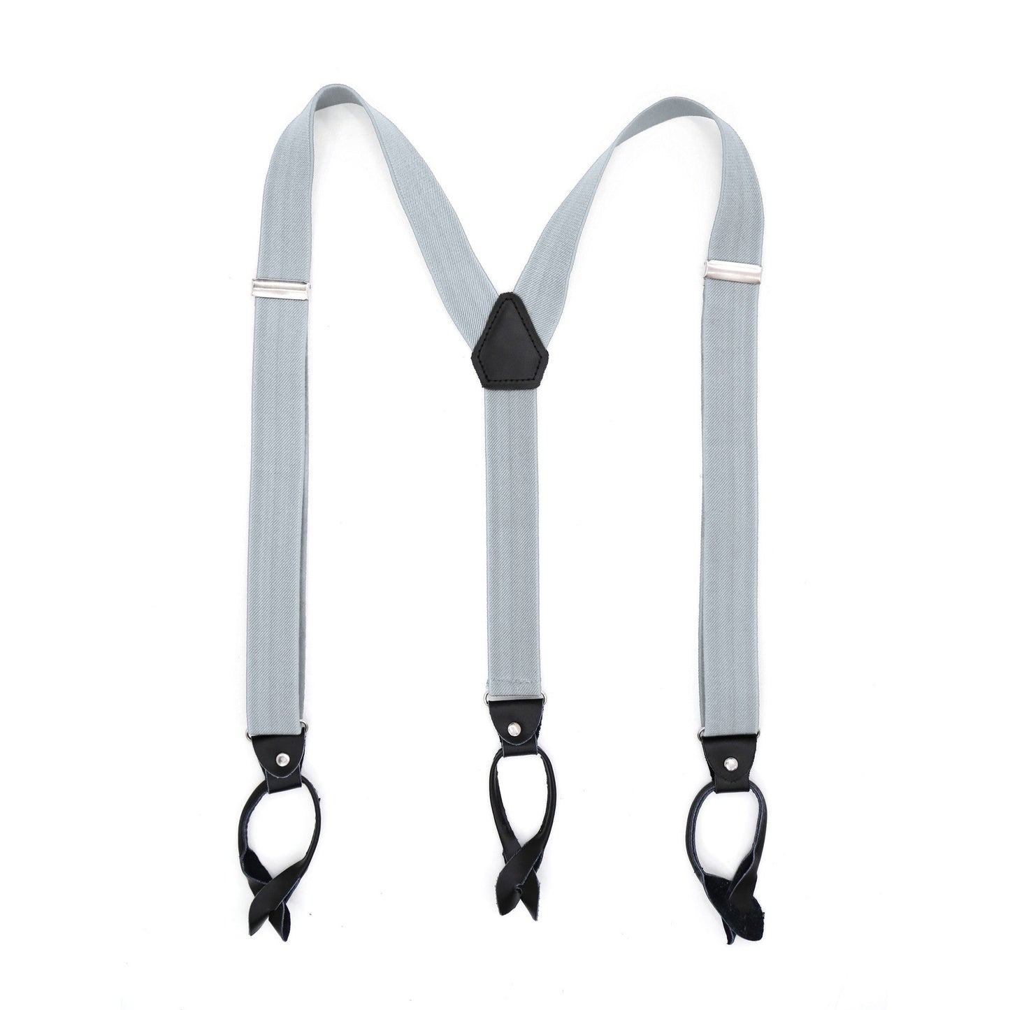 Grey Unisex Button End Suspenders
