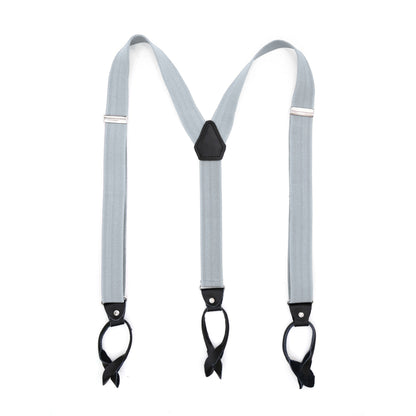 Grey Unisex Button End Suspenders