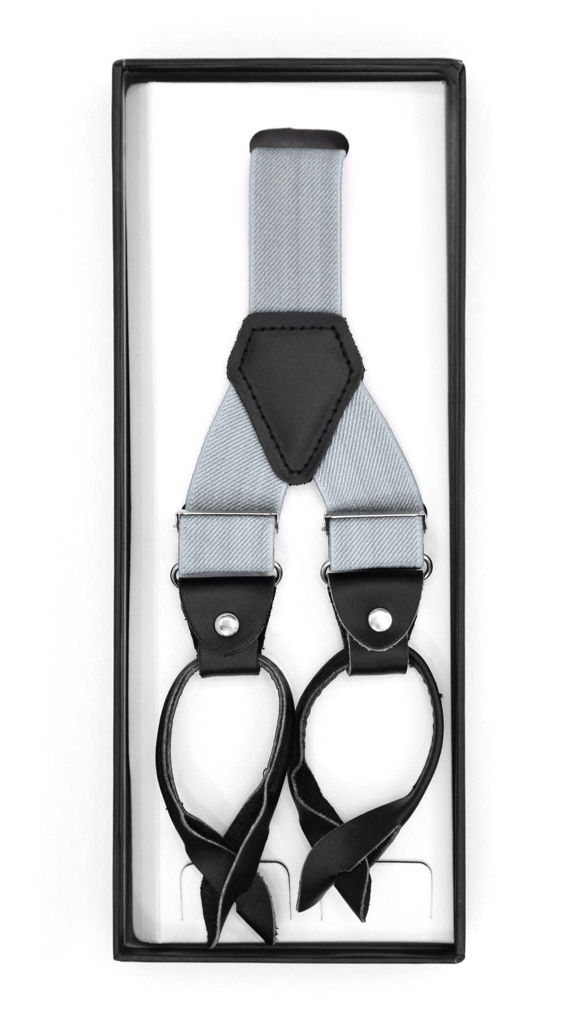 Grey Unisex Button End Suspenders