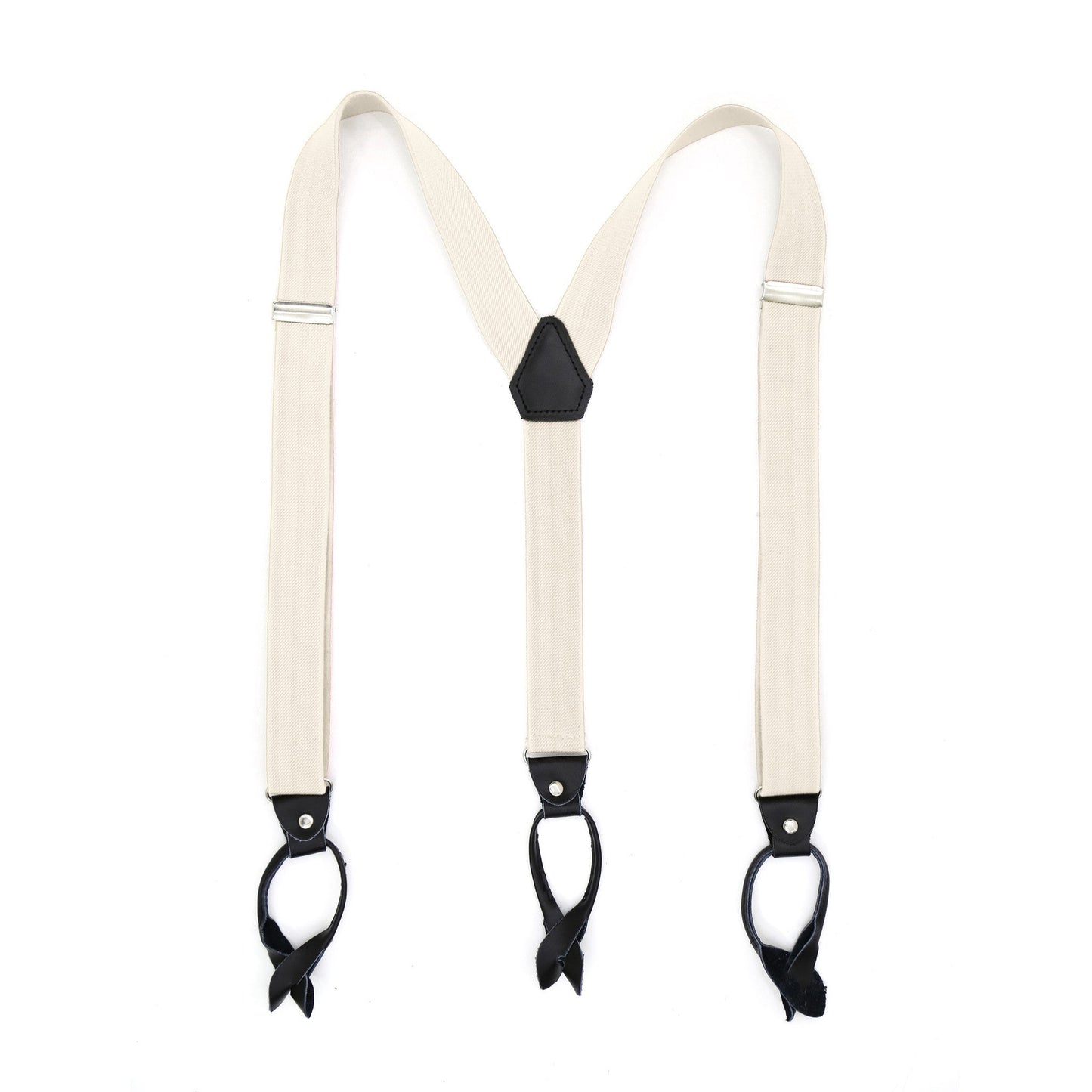 Off White Unisex Button End Suspenders