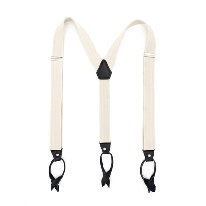Off White Unisex Button End Suspenders