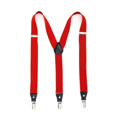 Red Clip-On Unisex Suspenders