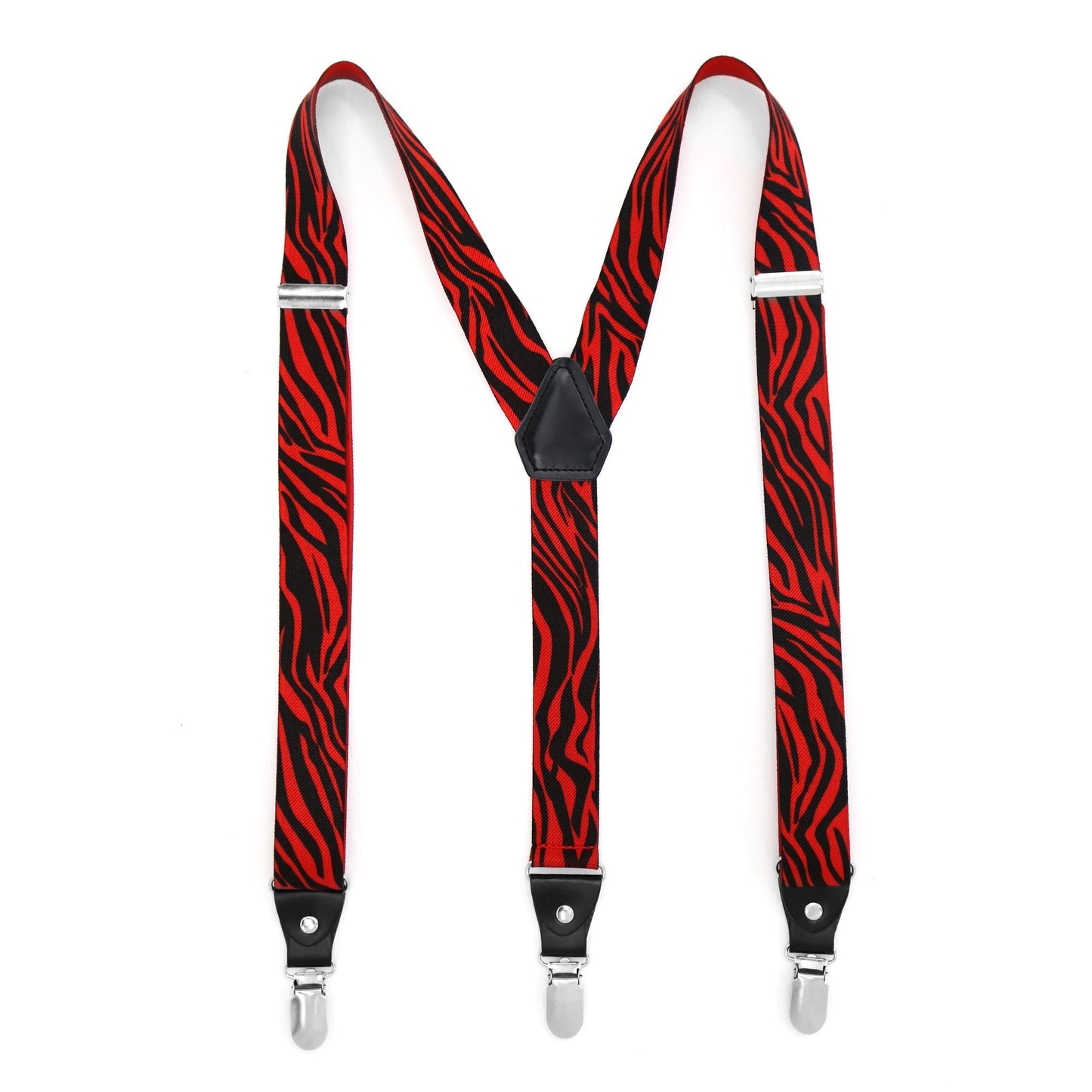 Black & Red Zebra Unisex Clip On Suspenders