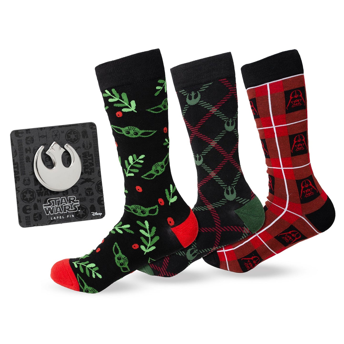 Juego de regalo de calcetines y pin de solapa Star Wars Alianza Rebelde festivos