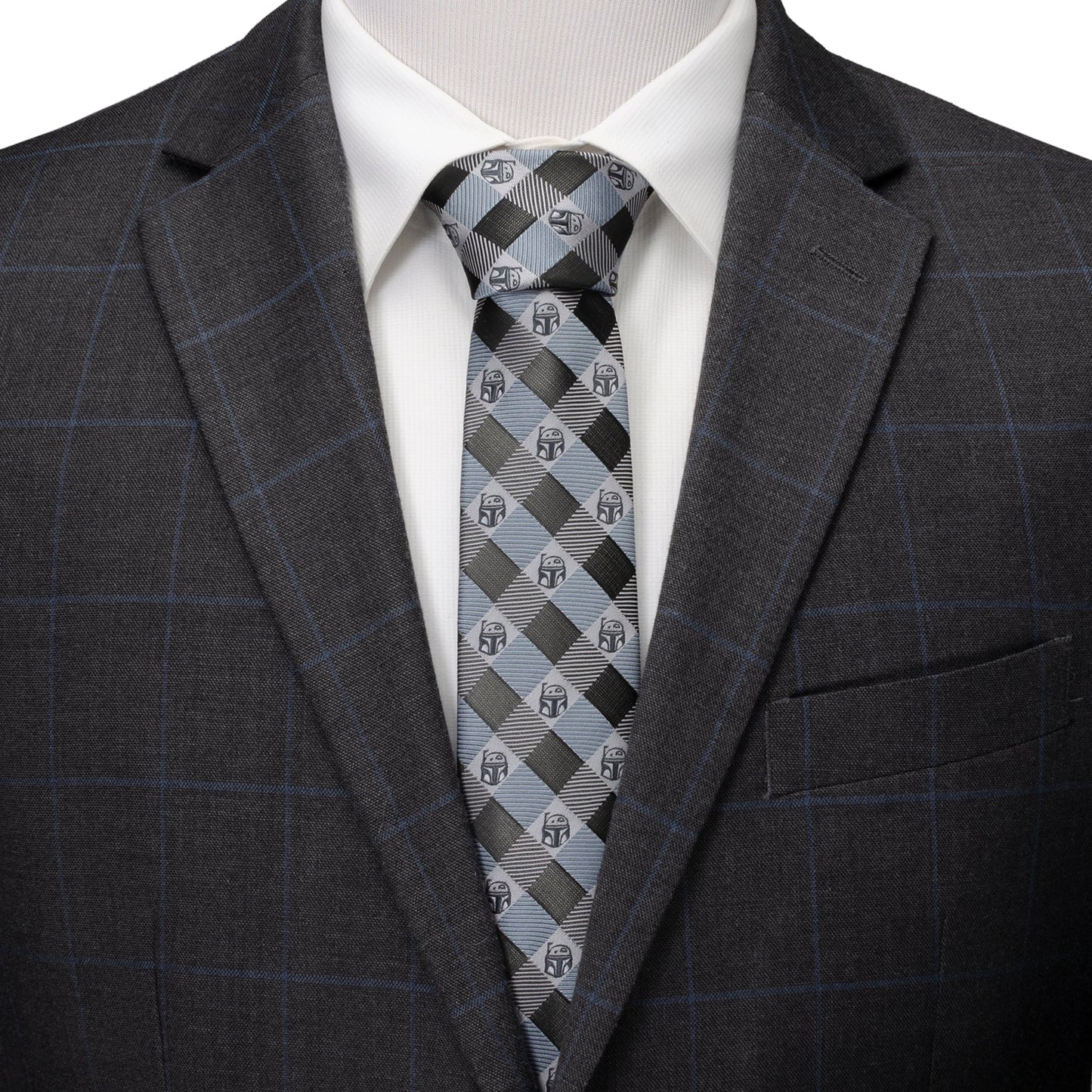 Star Wars Boba Fett Blue and Gray Plaid Tie - My Men's Shop