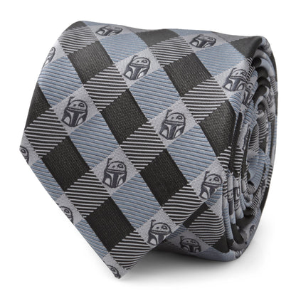 Star Wars Boba Fett Blue and Gray Plaid Tie - My Men's Shop