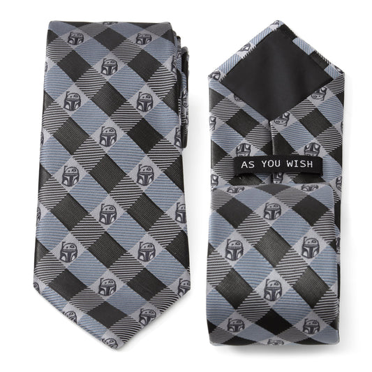 Star Wars Boba Fett Blue and Gray Plaid Tie - My Men's Shop