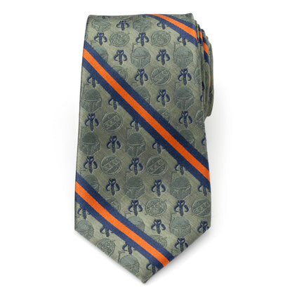 Star Wars Boba Fett Mythosaur Green, Orange, and Blue Striped Tie - My Men's Shop