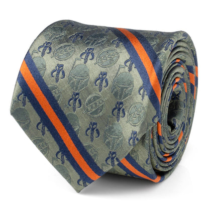Star Wars Boba Fett Mythosaur Green, Orange, and Blue Striped Tie - My Men's Shop