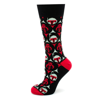 Set de regalo de calcetines de vestir negros y rojos y pin de solapa con el emblema de Star Wars Boba Fett y Mythosaur