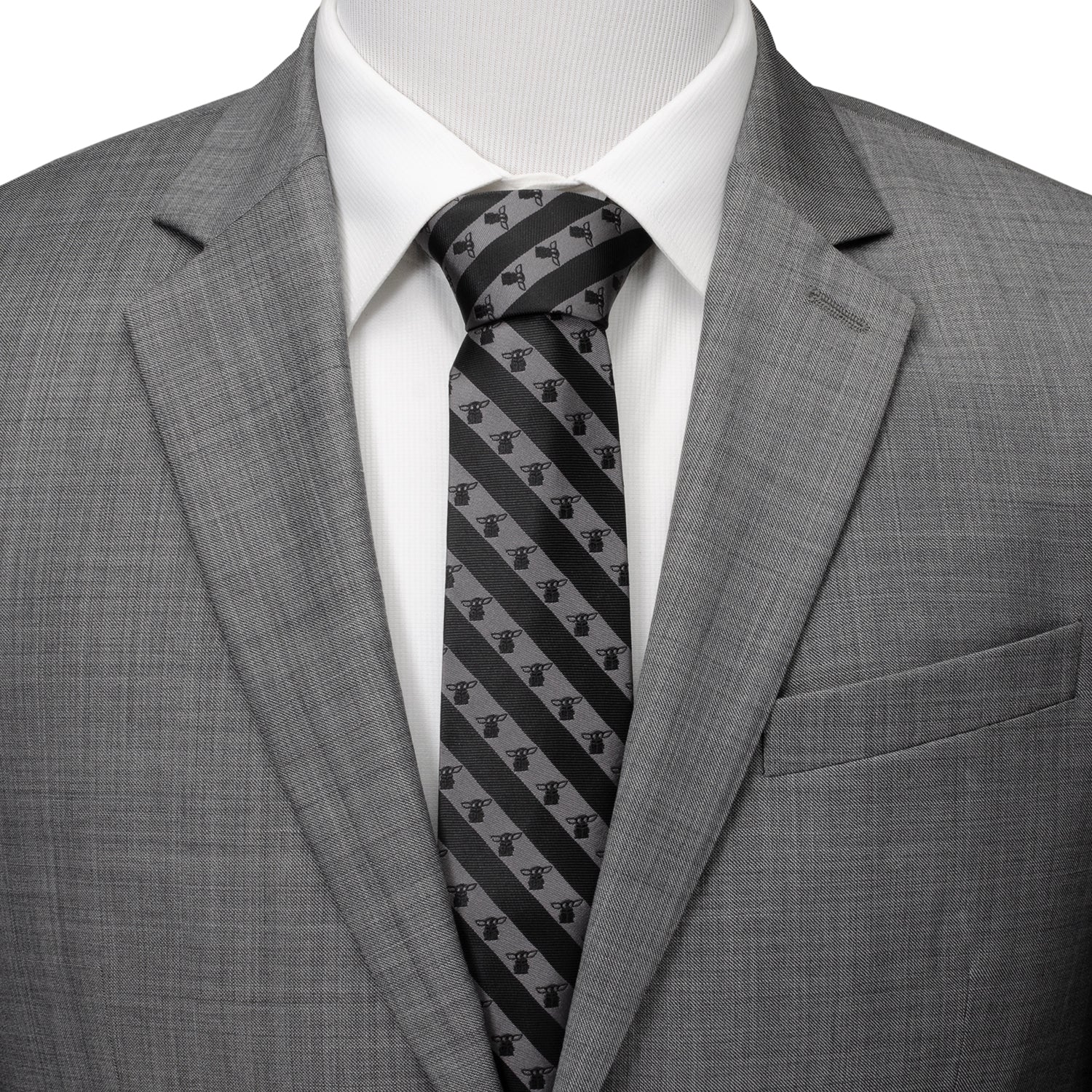 Star Wars Grogu Black and Gray Striped Tie - My Men's Shop