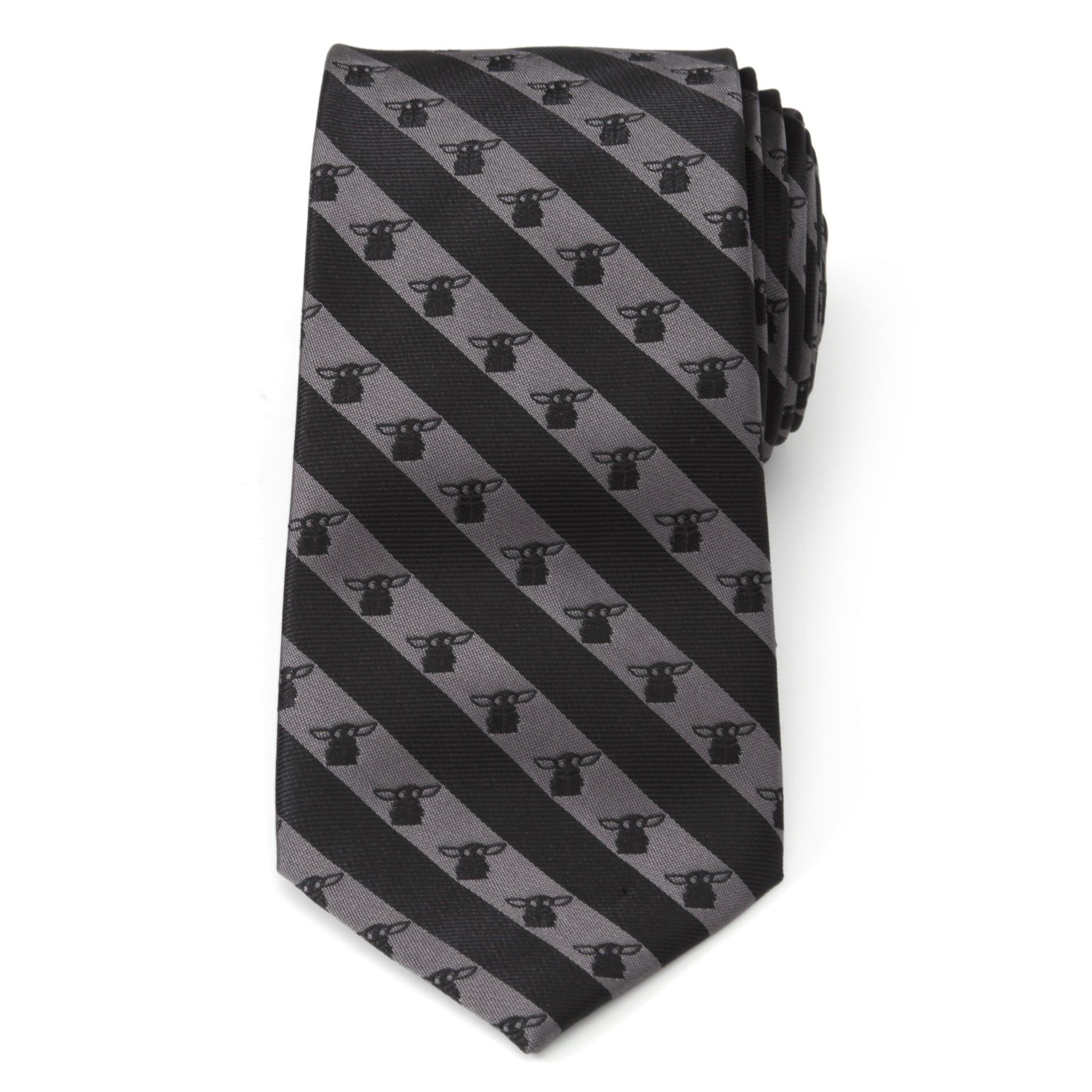 Star Wars Grogu Black and Gray Striped Tie - My Men's Shop