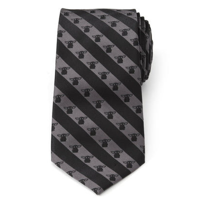 Star Wars Grogu Black and Gray Striped Tie - My Men's Shop