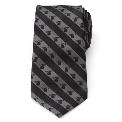 Corbata de rayas grises y negras de Grogu de Star Wars