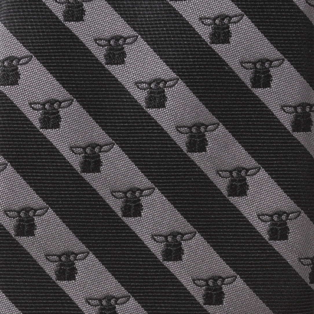Star Wars Grogu Black and Gray Striped Tie - My Men's Shop