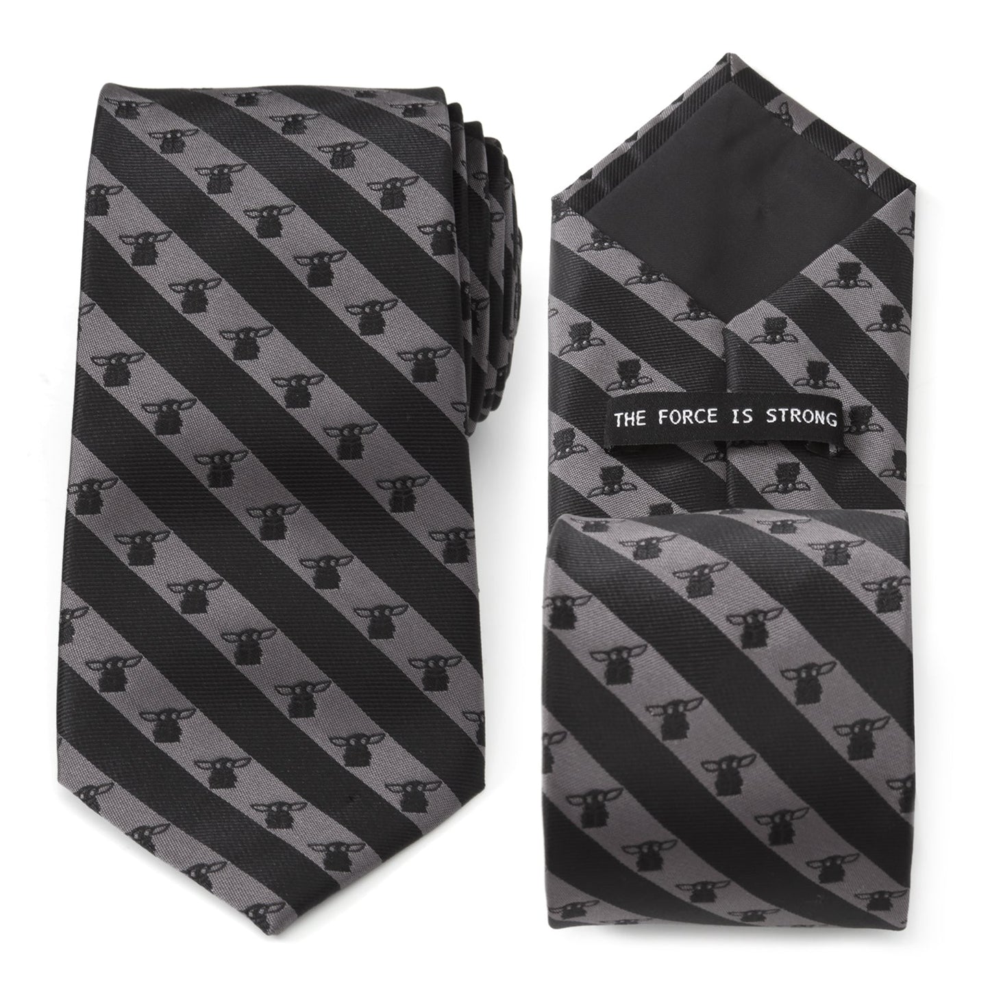 Star Wars Grogu Black and Gray Striped Tie - My Men's Shop