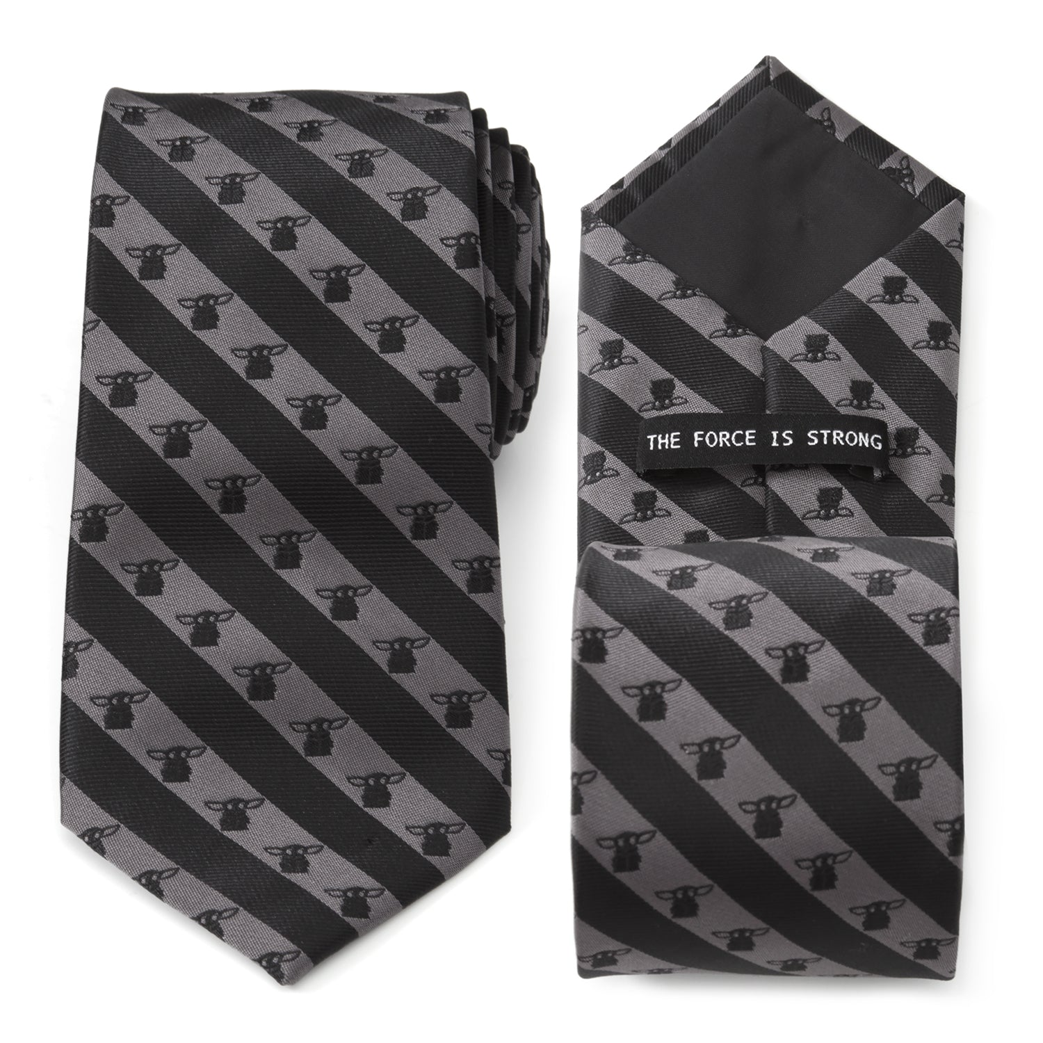 Star Wars Grogu Black and Gray Striped Tie - My Men's Shop
