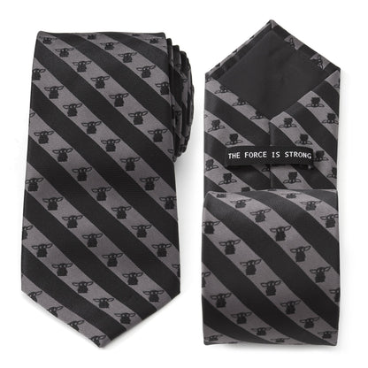 Star Wars Grogu Black and Gray Striped Tie - My Men's Shop