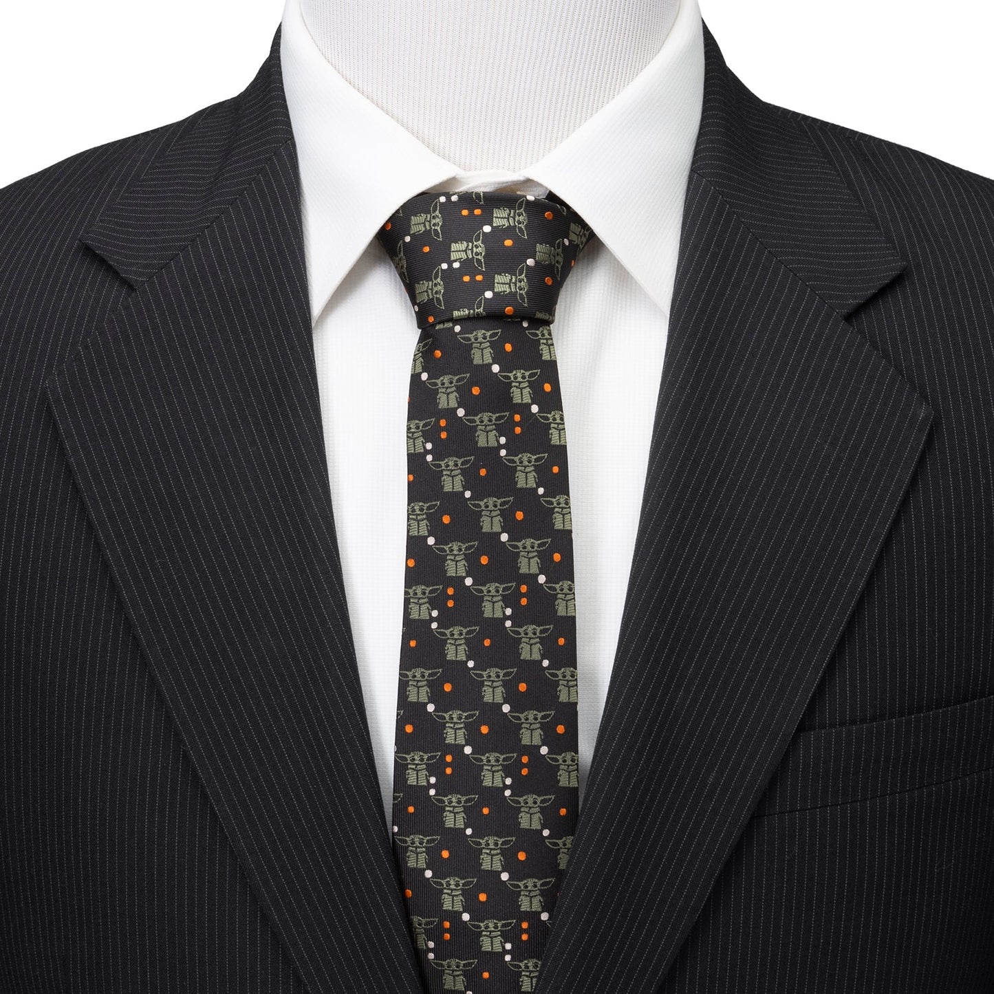 Star Wars Grogu Black and Orange Dotted Tie - My Men's Shop