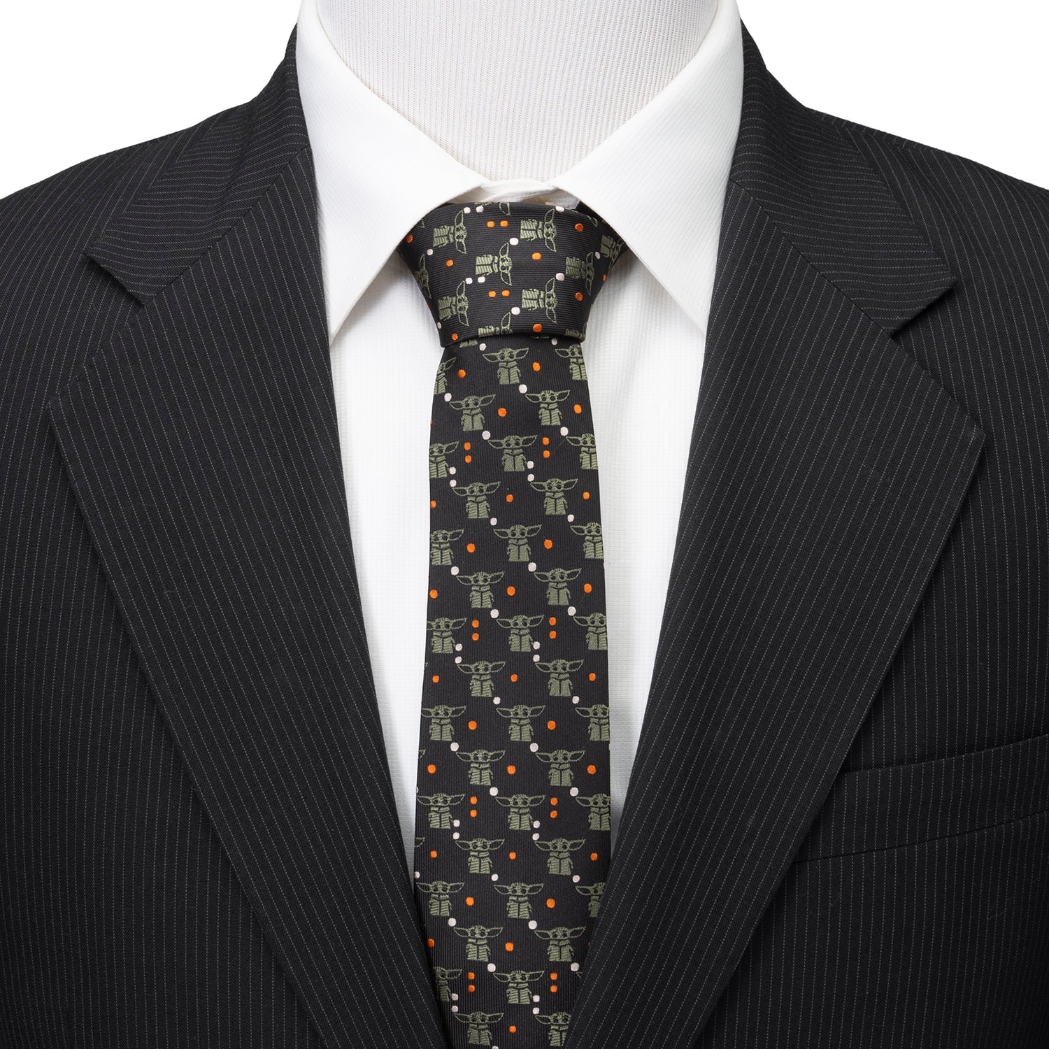 Star Wars Grogu Black and Orange Dotted Tie - My Men's Shop