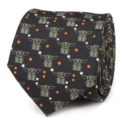 Star Wars Grogu Black and Orange Dotted Tie - My Men's Shop