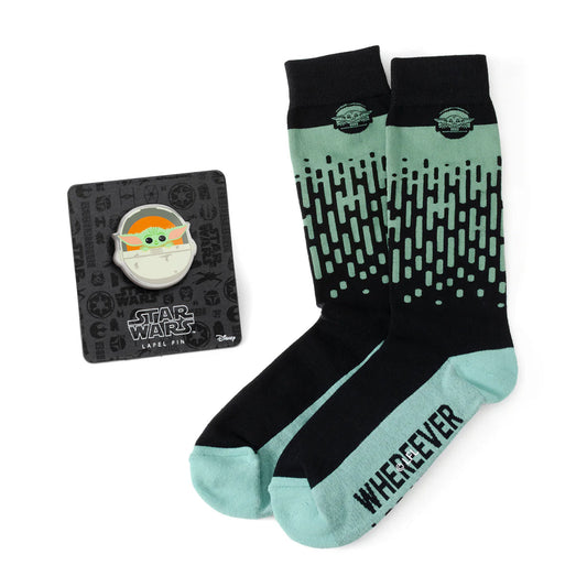 Juego de regalo de calcetines y pin de solapa de Grogu de Star Wars