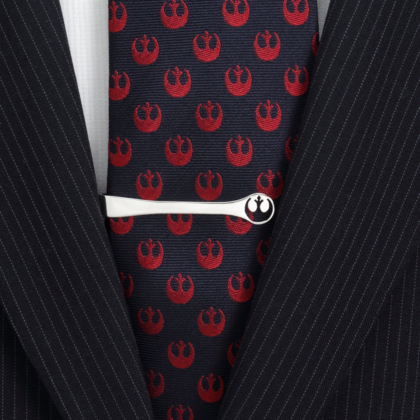 Barra de Corbata de Plata de Ley Recortada con el Emblema de la Alianza Rebelde de Star Wars