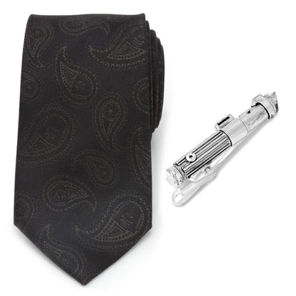 Star Wars Darth Vader LIGHTSABER Tie Clip and Black Paisley Tie – Choose the Dark Side Gift Set - My Men's Shop