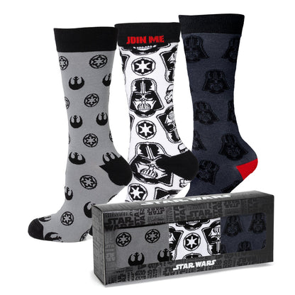 Set de regalo de calcetines y pin de solapa de Star Wars Darth Vader en blanco, negro y gris