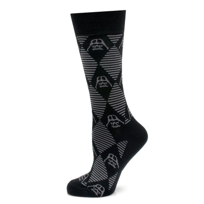 Set de regalo de calcetines de vestir negros con estampado de rombos y pin de solapa de Darth Vader de Star Wars
