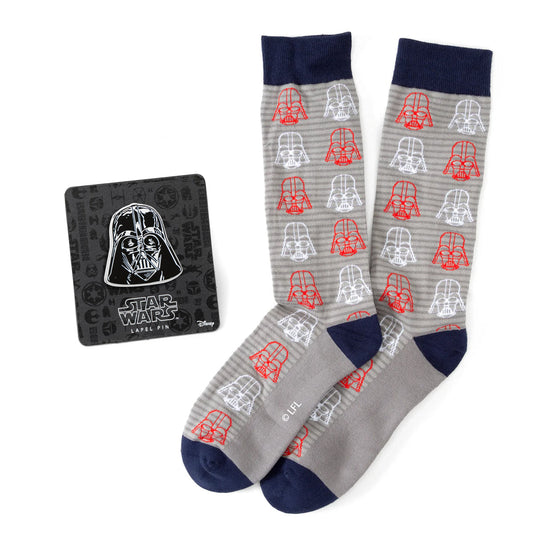 Set de regalo de calcetines y pin de solapa Darth Vader de Star Wars en gris y rojo