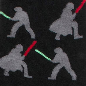 Calcetines negros con batalla de sables de luz de Darth Vader y Luke Skywalker de Star Wars y set de regalo de pin de solapa de Darth Vader