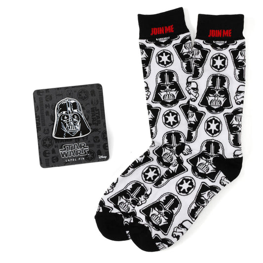 Set de regalo de calcetines blancos y pin de solapa de Darth Vader de Star Wars