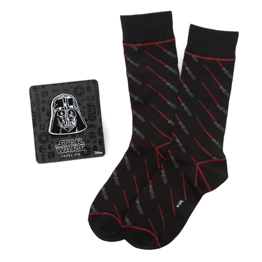 Star Wars Darth Vader SABLE LÁSER Calcetines Negros y Pin de Solapa Set de Regalo