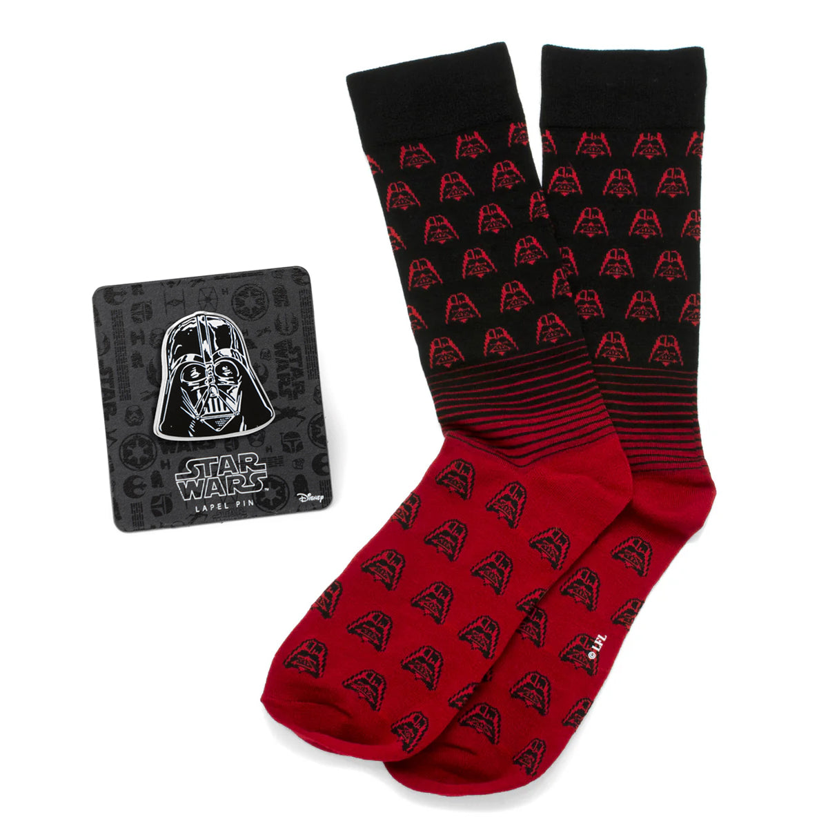 Star Wars Darth Vader Red Ombre Dress Socks and Lapel Pin Gift Set - My Men's Shop
