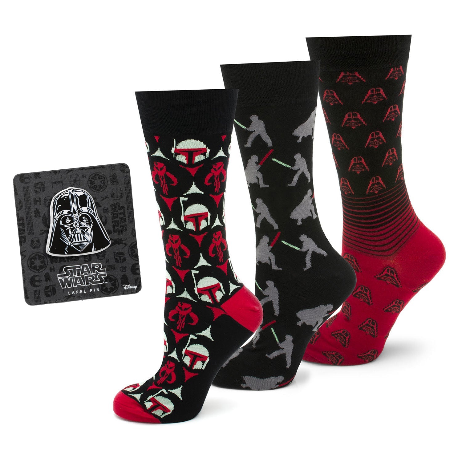 Star Wars Dress Socks 3-Pack with Darth Vadar Lapel Pin Gift Set - My Men's Shop