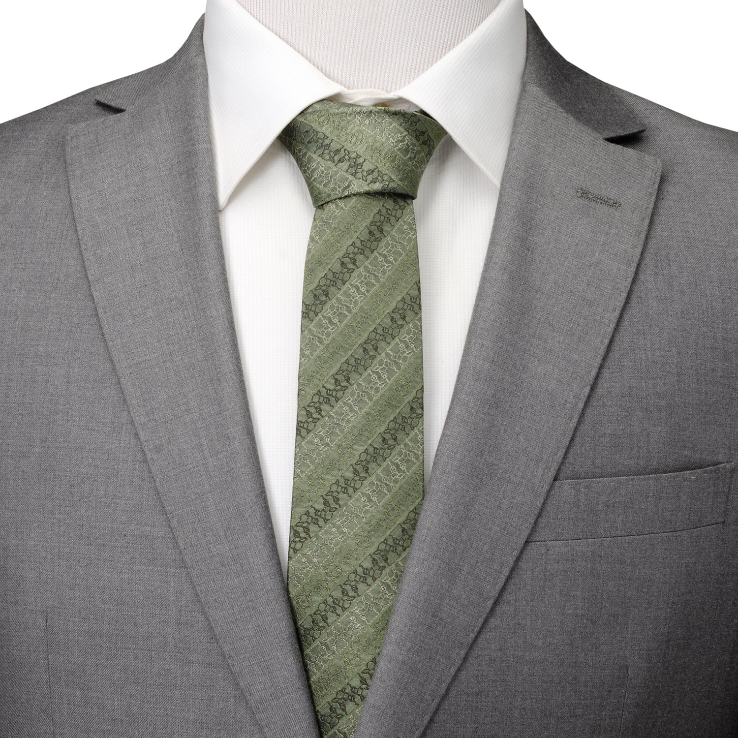 Star Wars Grogu Outline Striped Sage Green Tie - My Men's Shop