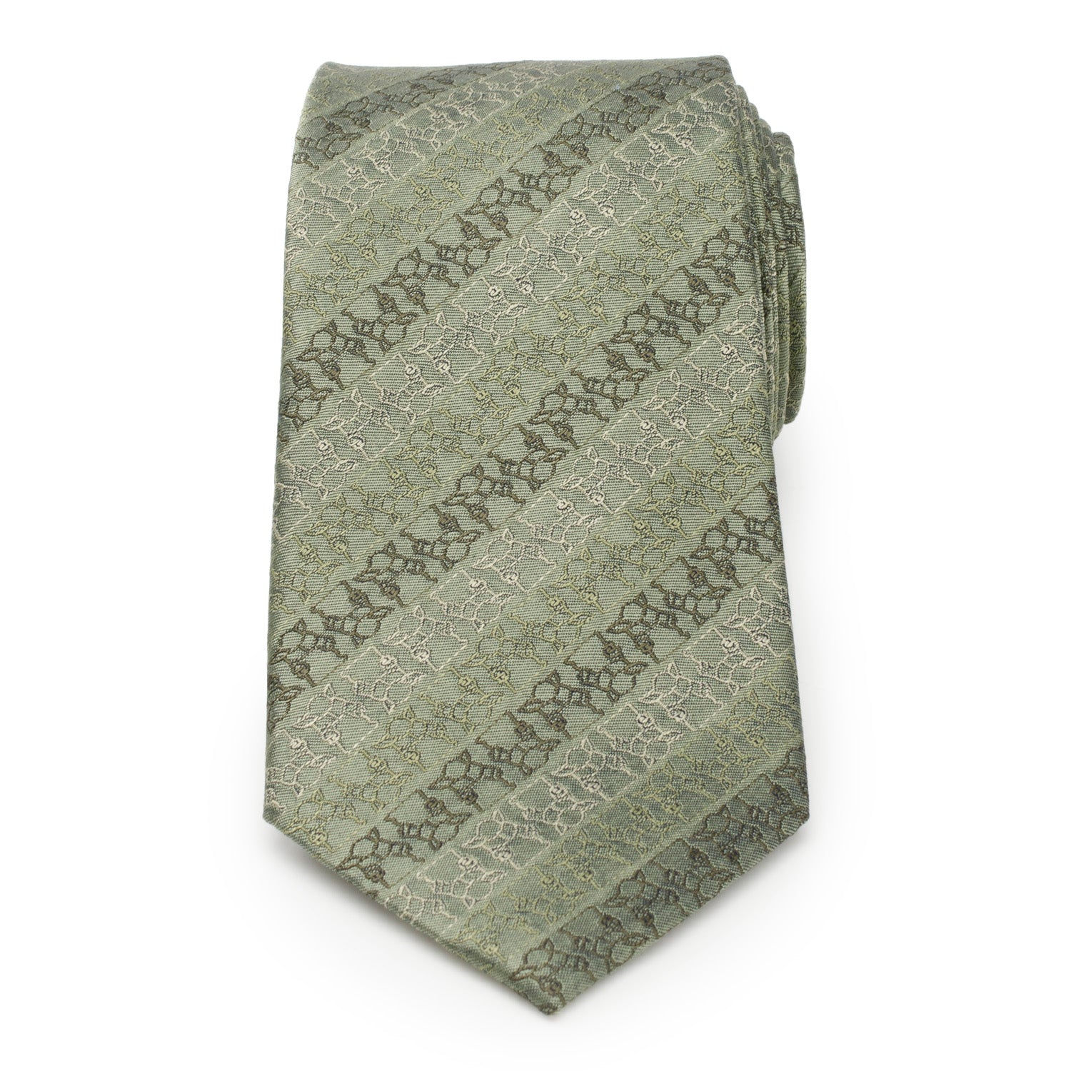 Star Wars Grogu Outline Striped Sage Green Tie - My Men's Shop