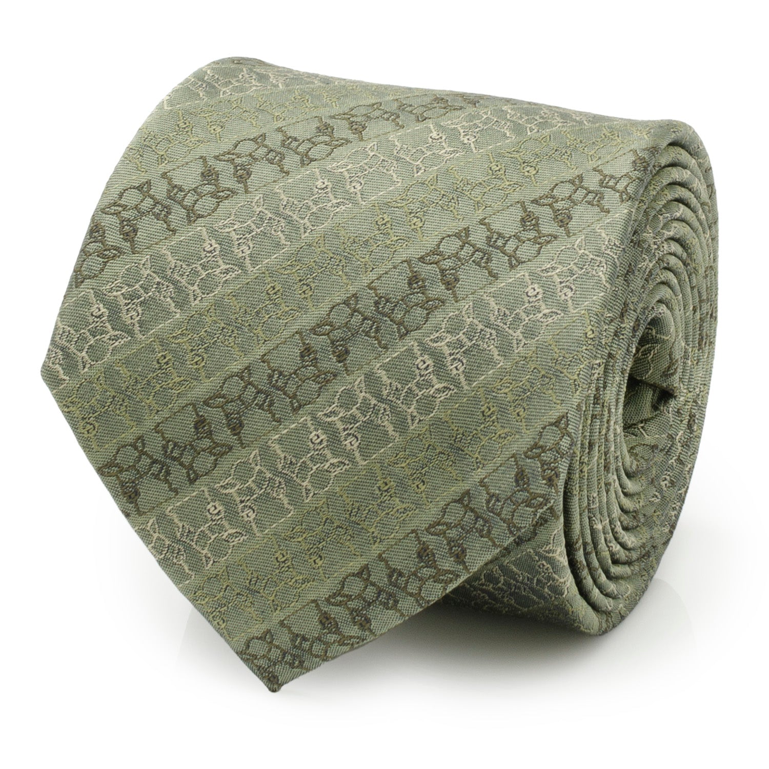 Star Wars Grogu Outline Striped Sage Green Tie - My Men's Shop