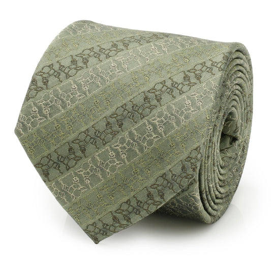 Star Wars Grogu Outline Striped Sage Green Tie - My Men's Shop