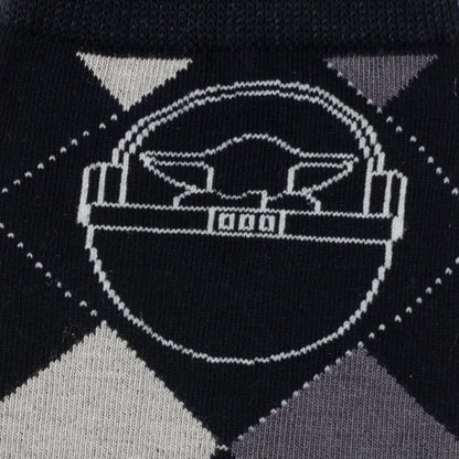 Star Wars Grogu Charcoal Gray Argyle Socks and Lapel Pin Gift Set - My Men's Shop
